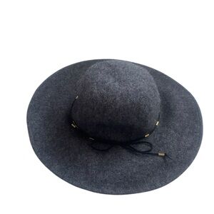 My Basic Wool Gray Boho Women's Hat with Black Band Detail size L